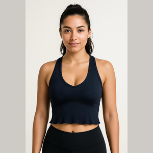Electric & Rose Black Fitted Crop Tank Top